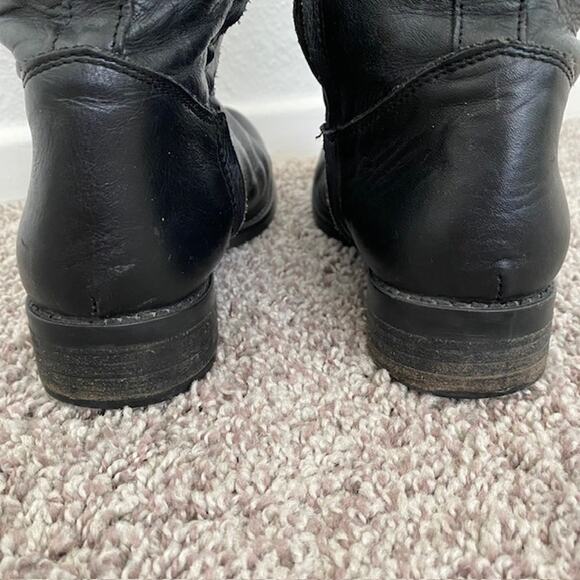 Steve Madden Rogerrr Black Brown‎ Leather Zip Knee High Riding Boots Women 7.5M - Picture 5 of 16